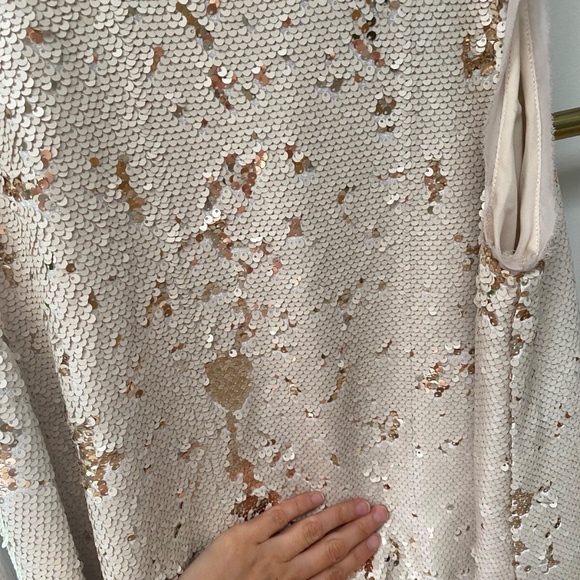 Rachel Roy Women’s Party Sequins Sleeveless Pockets Gold Beige Dress Size L - Picture 13 of 15